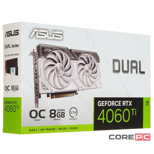 Видеокарта ASUS (DUAL-RTX4060TI-O8G-WHITE) GeForce RTX 4060 TI 8GB 90YV0J42-M0NA00