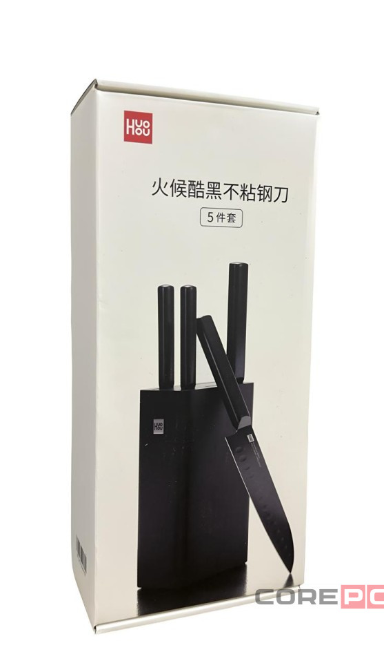 Ножи Xiaomi Mijia HUOHOU кухонный из нержавеющей стали (5 предметов+органайзер) черные