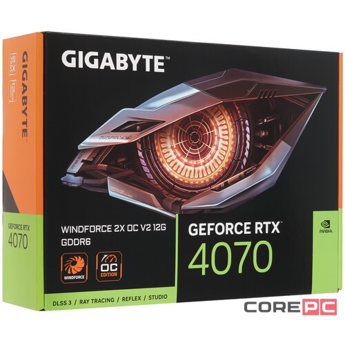 Видеокарта Gigabyte (GV-N4070WF2OCV2-12GD) GeForce RTX 4070 12GB WINDFORCE 2X V2 OC