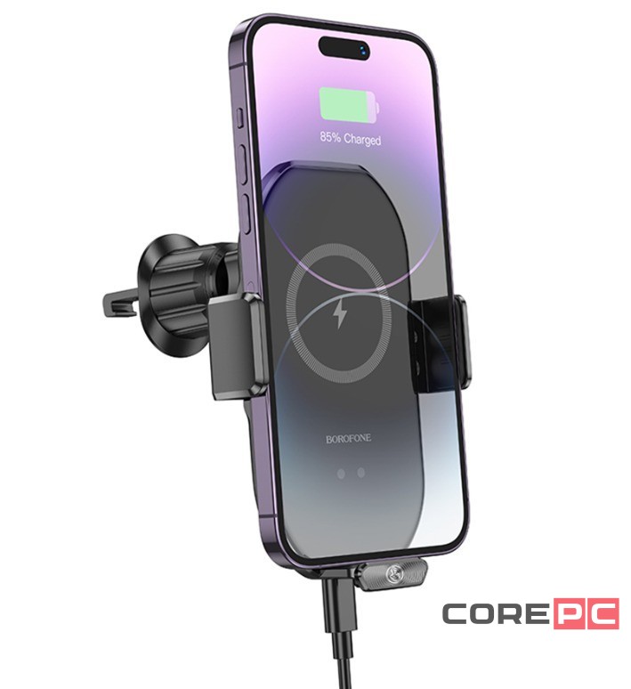 Держатель с беспроводной зарядкой в воздуховод Borofone BH205 черный