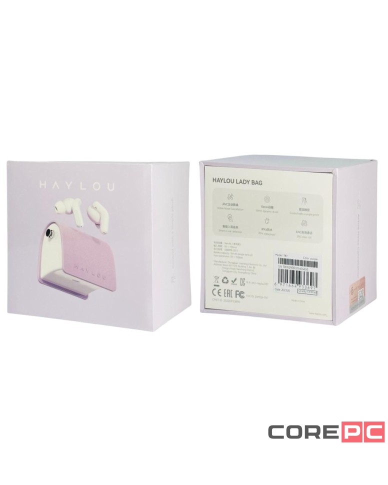 Беспроводные наушники TWS Haylou Lady Bag T87 38mAh/ANC/IPX4 пурпурные