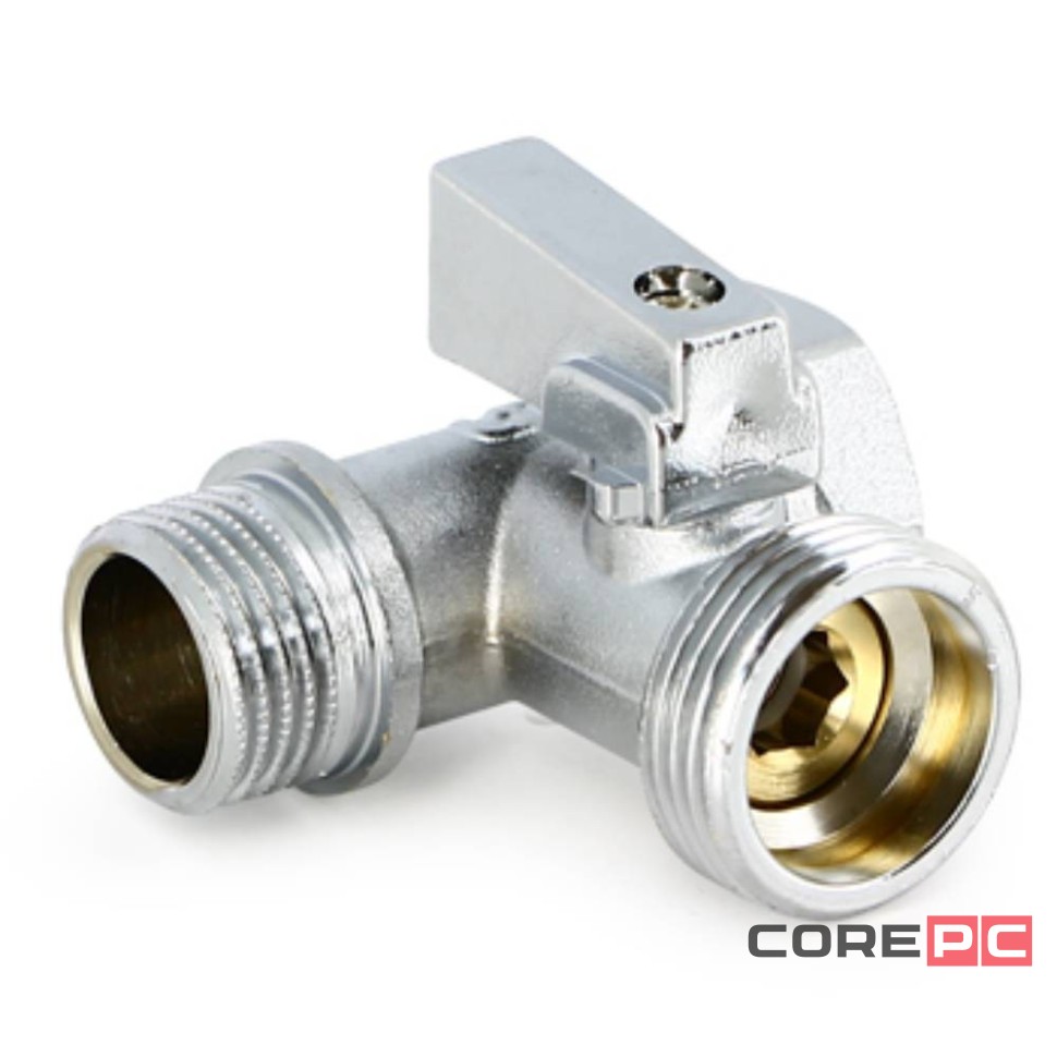 Кран Uni-Fitt шаровой ННВ 1/2quot;x3/4quot;х1/2quot; проходной для стиральных машин, флажок, хромированный