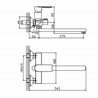 Смеситель для ванны и раковины Haiba HB22505-3, рычажное управление, цвет оружейная сталь