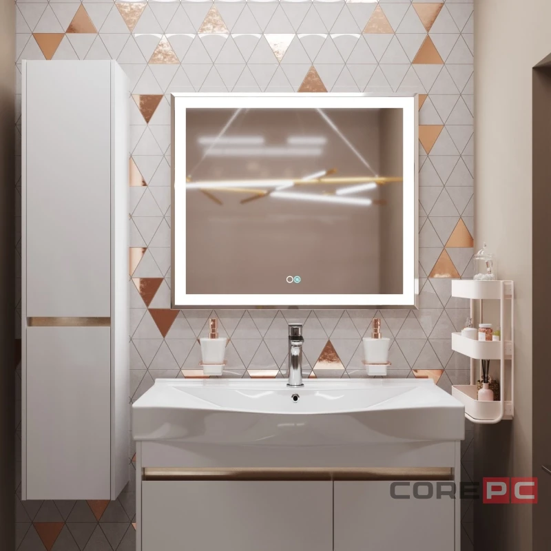 Зеркало MIXLINE Минио-2 800х700 (ШВ) сенсорный выключатель, светодиодная подсветка + подогрев