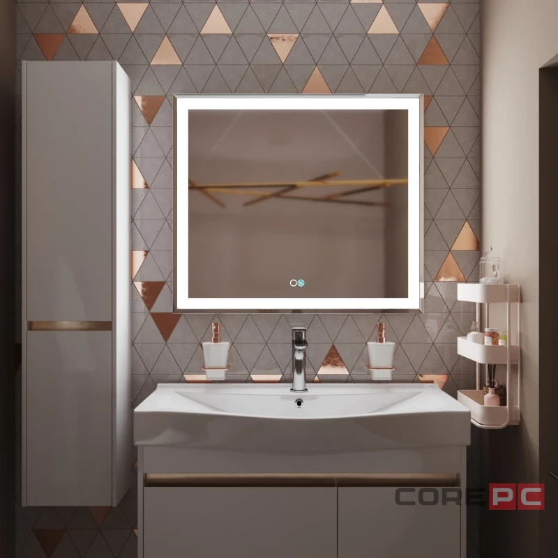 Зеркало MIXLINE Минио-2 800х700 (ШВ) сенсорный выключатель, светодиодная подсветка + подогрев