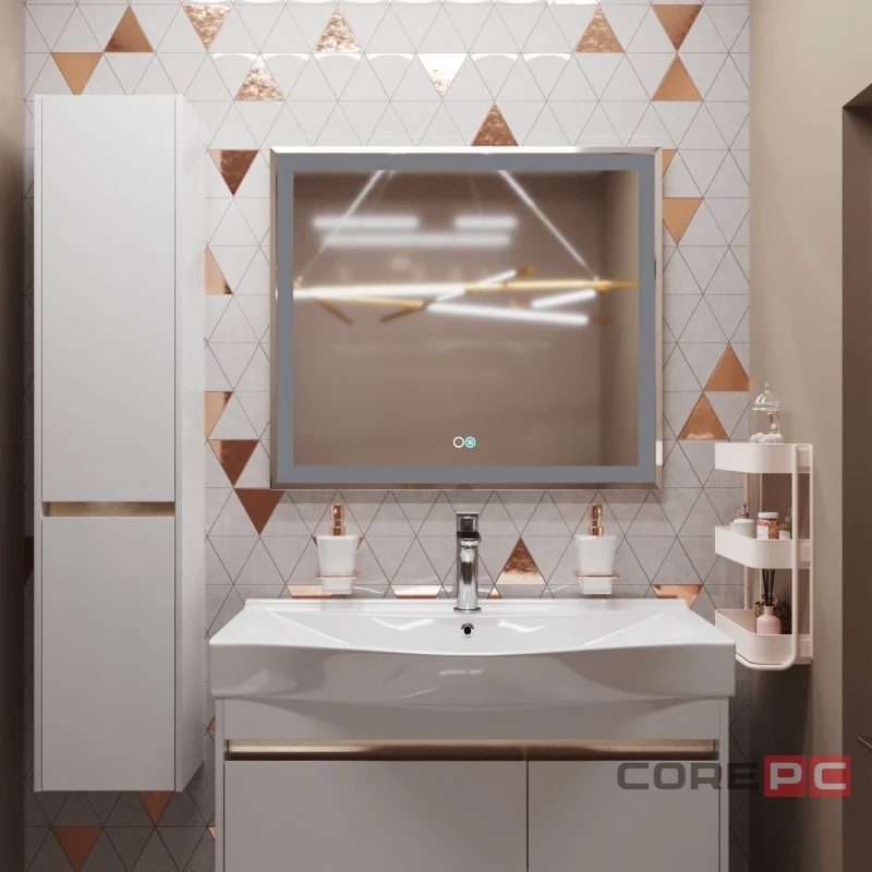 Зеркало MIXLINE Минио-2 800х700 (ШВ) сенсорный выключатель, светодиодная подсветка + подогрев