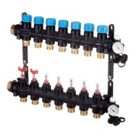 Группа коллекторная HENCO композитная с расходомером (0-3л) и термометром, 1quot; - 7 x 3/4quot;EK