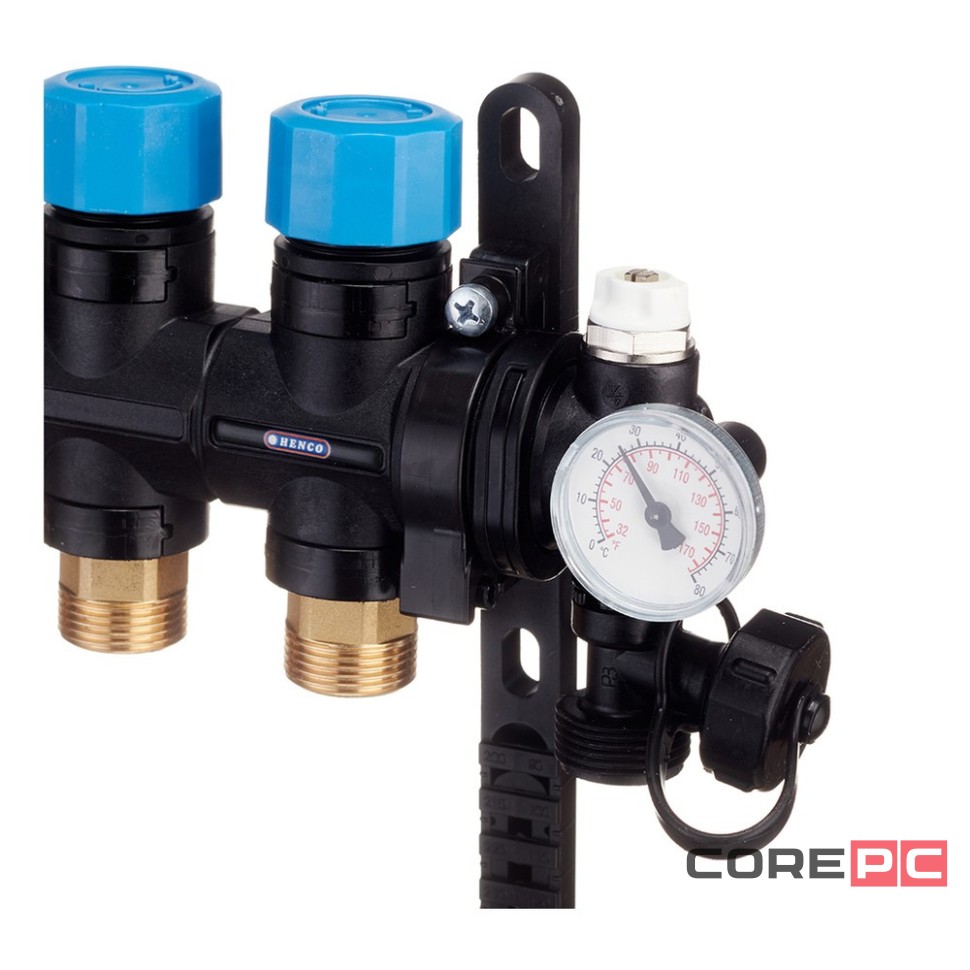 Группа коллекторная HENCO композитная с расходомером (0-3л) и термометром, 1quot; - 7 x 3/4quot;EK