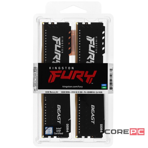 Оперативная память 32 Gb 3733 MHz Kingston FURY BEAST Black (KF437C19BB1K2/32)