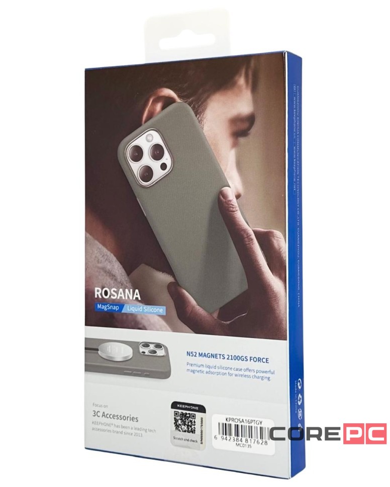 Накладка для i-Phone 16 Pro Keephone Rosana MagSnap серый