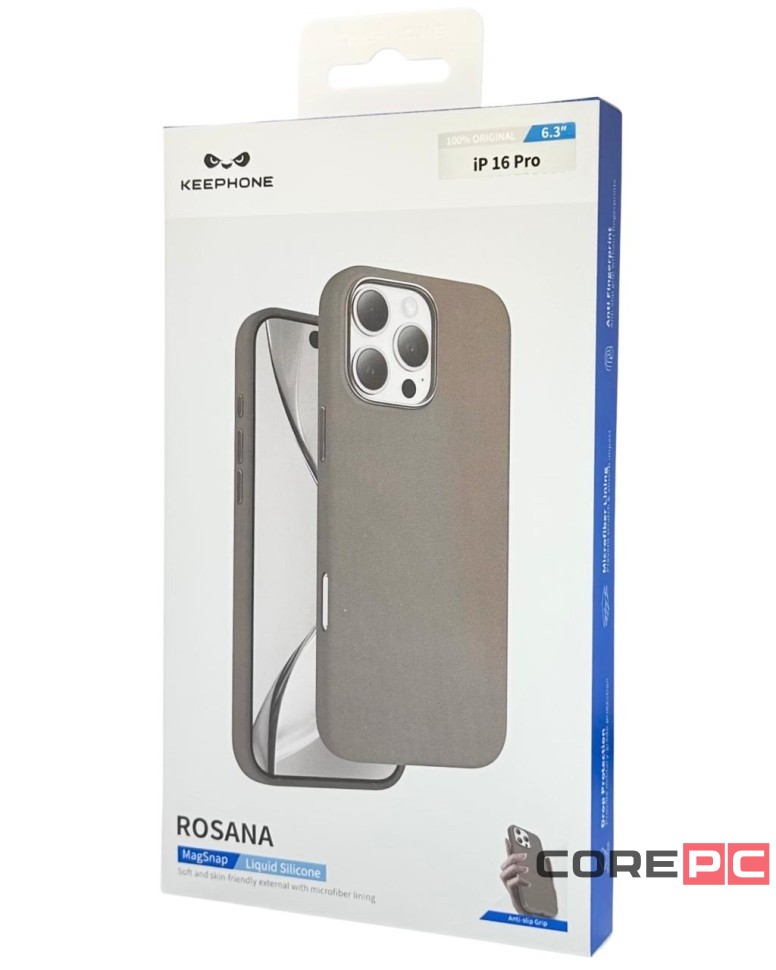 Накладка для i-Phone 16 Pro Keephone Rosana MagSnap серый