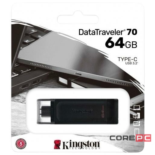 3.2 USB флеш накопитель Kingston Gen1 64GB DataTraveler 70 Type-C (DT70/64GB)