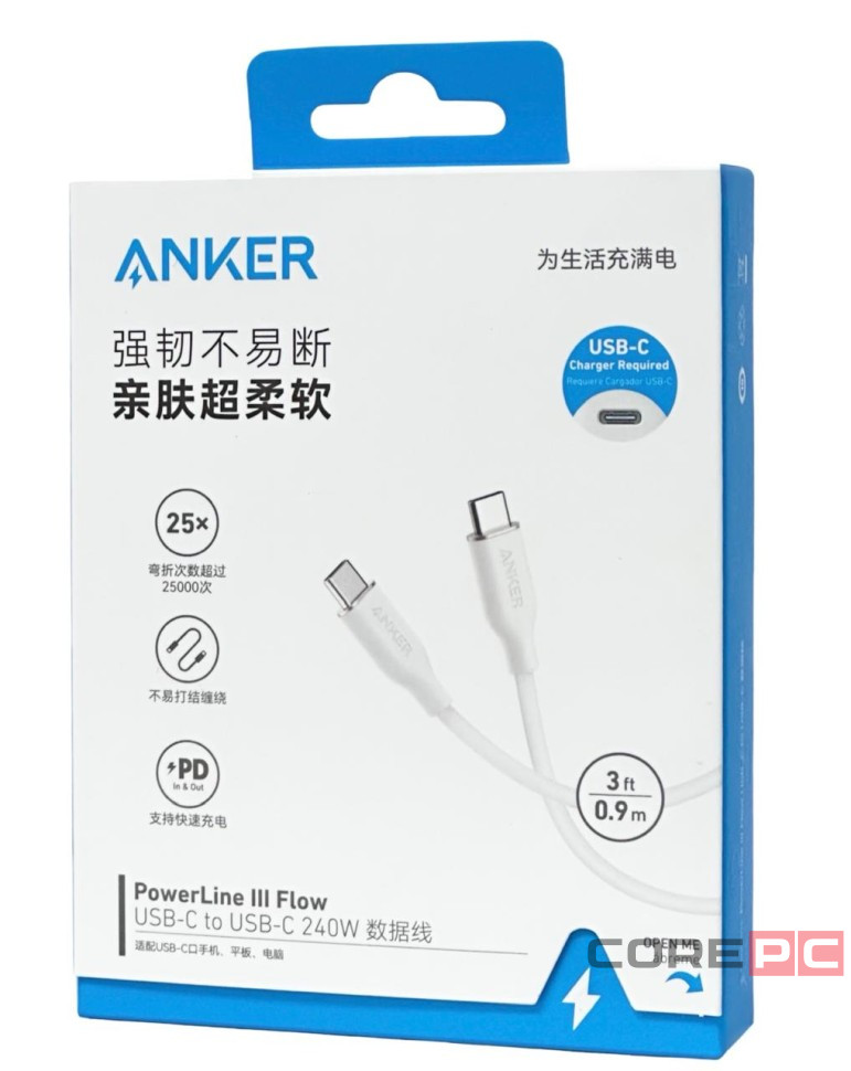 Usb Кабель-зарядка Type-C на Type-C Anker (A8552P22) 0.9м белый