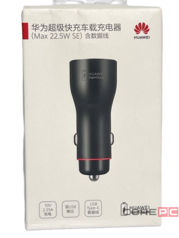 Автомобильное заряд. устр. Huawei CP36 с шнуром Type-C 2USB 22.5W белое