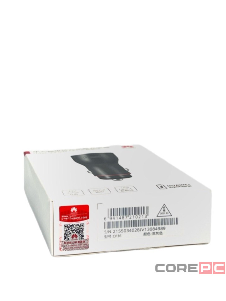 Автомобильное заряд. устр. Huawei CP36 с шнуром Type-C 2USB 22.5W белое