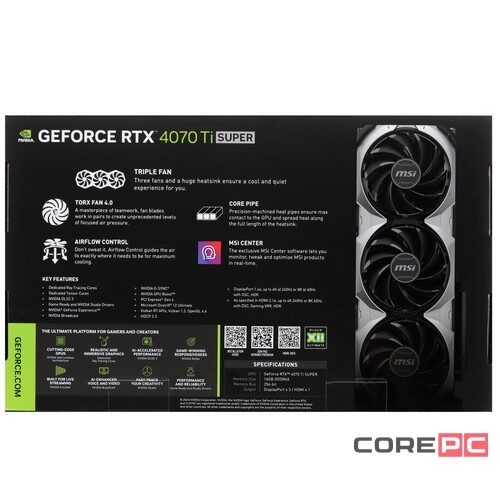 Видеокарта MSI (RTX 4070 Ti SUPER 16G VENTUS 3X OC) GeForce RTX 4070 Ti SUPER 16GB VENTUS 3X OC