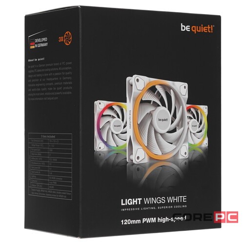 Комплект вентиляторов Be Quiet! LIGHT WINGS RGB White BL101