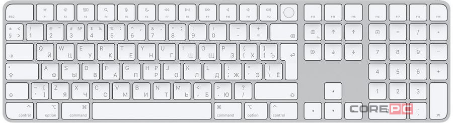 Беспроводная клавиатура Apple Magic Keyboard with Touch ID and Numeric Keypad русская (белый) (MK2C3)