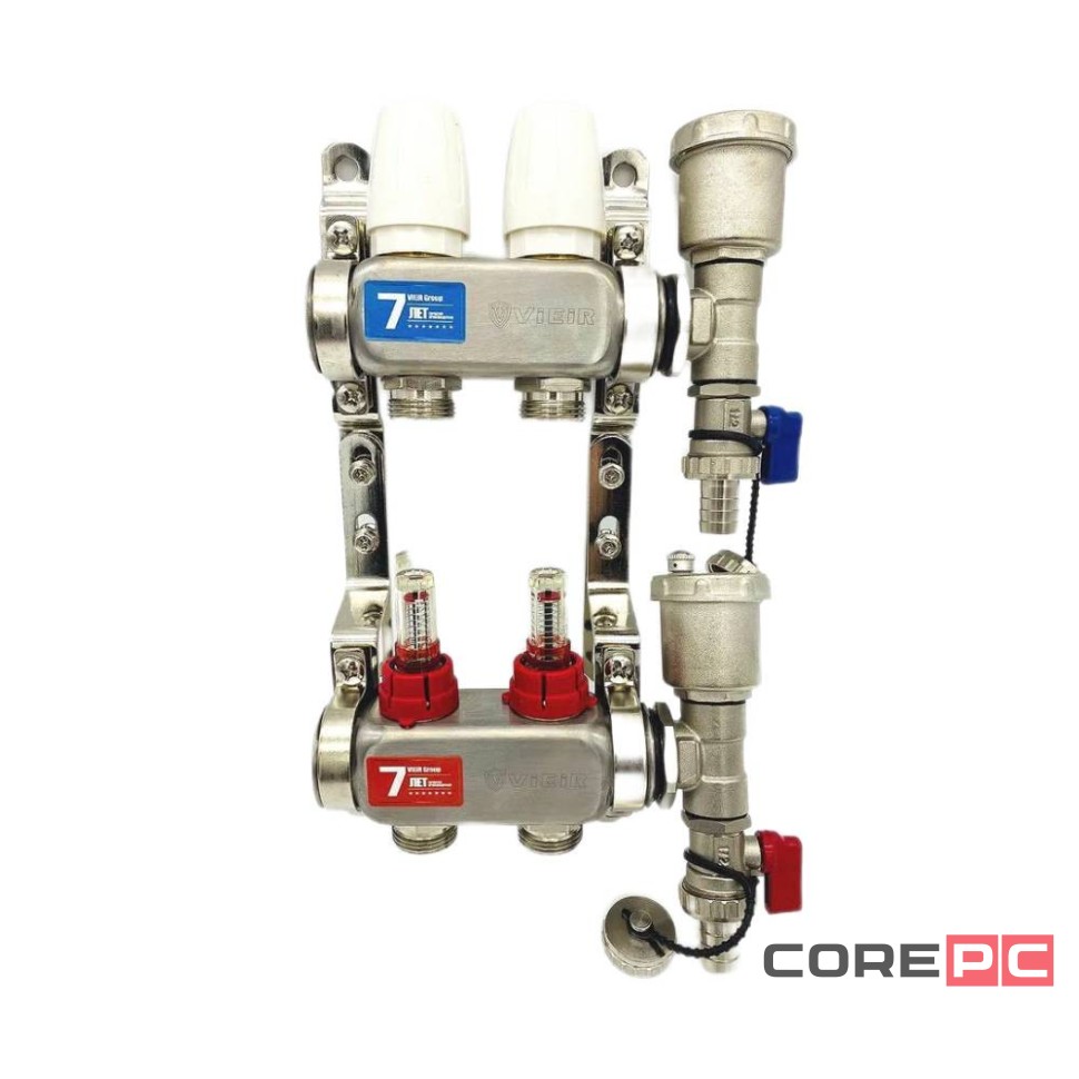 Группа коллект. VIEIR 1х2х3/4quot; с расходомер, дренаж. кр, воздухоотвод., нерж. сталь VR113-02A (5/1)