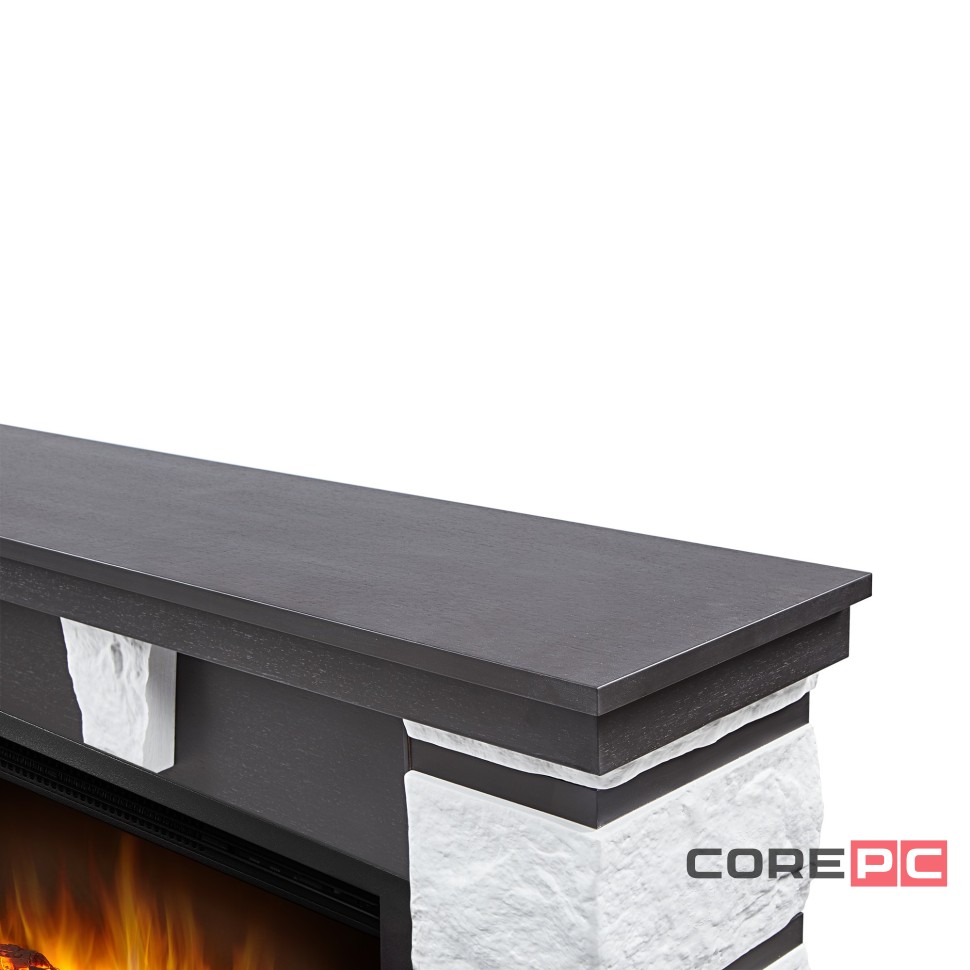 Каминокомплект: Очаг Electrolux EFP/P-2520LS N, портал Excalibur 25 камень белый