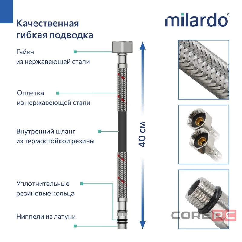 Смеситель для раковины + гигиенический душ Milardo RORGM01M08, рычажное управление, цвет графит матовый
