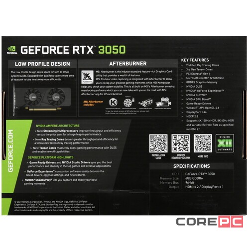 Видеокарта MSI (RTX 3050 LP 6G OC) GeForce RTX 3050 6GB LP 6G OC