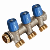 Коллектор HENCO VBS с синими вентилями, НР, 3/4quot; - 2xEK