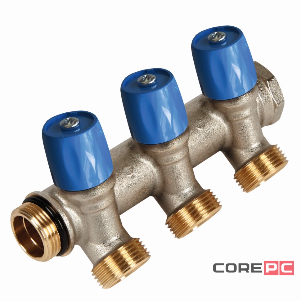 Коллектор HENCO VBS с синими вентилями, НР, 3/4quot; - 2xEK