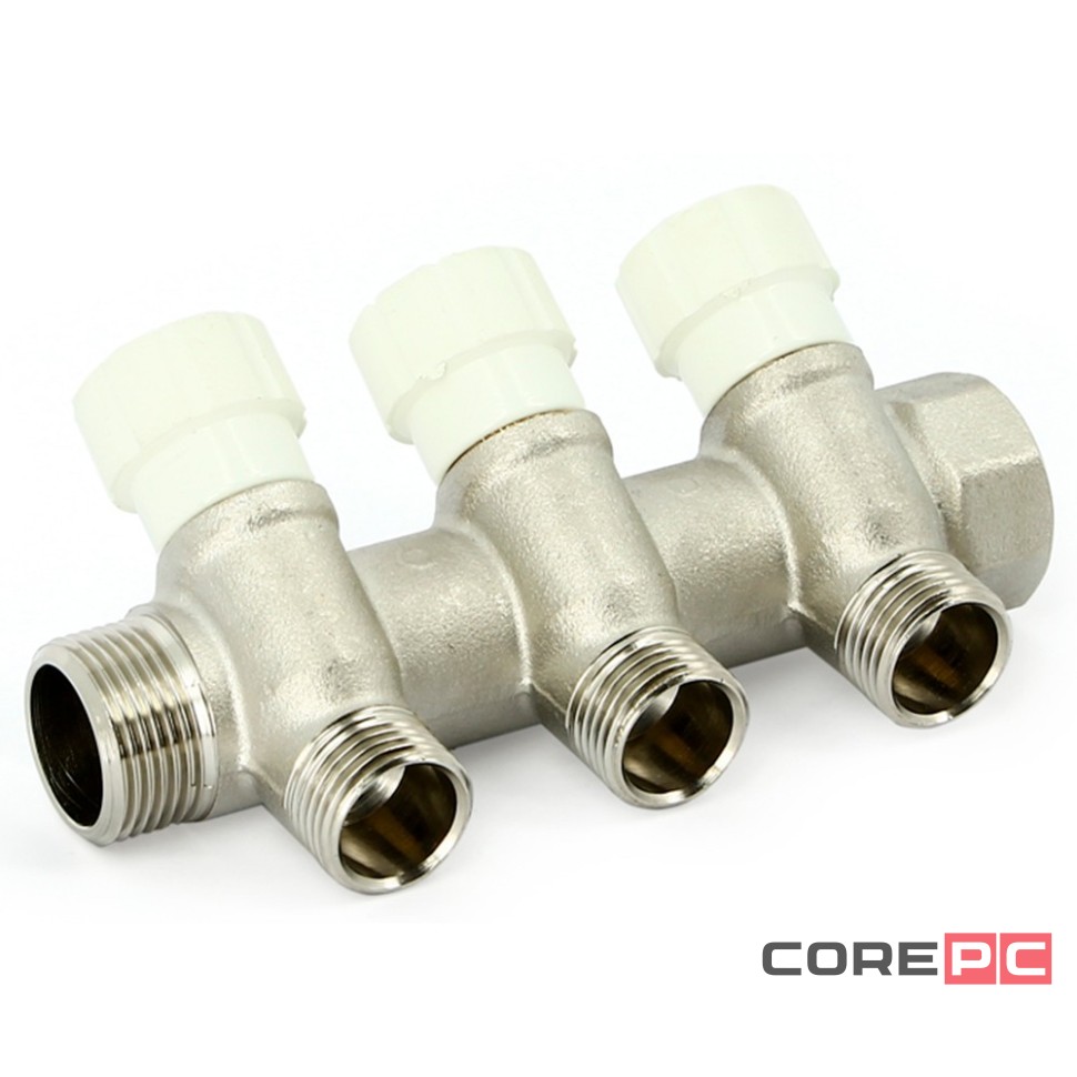 Коллектор UNI-FITT НВ 1quot; с вентилями никел. 4 выхода 1/2quot;Н 40мм, арт. 404N4240