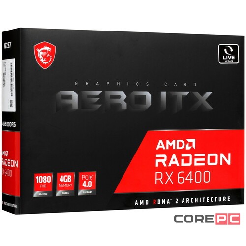 Видеокарта MSI (RX 6400 AERO ITX 4G) Radeon RX 6400 4GB AERO ITX