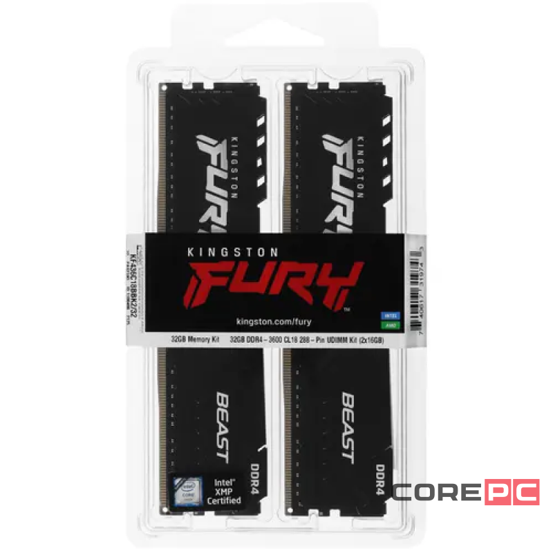Оперативная память 32 Gb 3600 MHz Kingston FURY Beast (KF436C18BBK2/32)