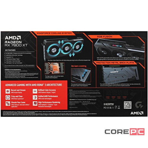 Видеокарта Gigabyte (GV-R78XTGAMING OC-16GD) Radeon RX 7800 XT 16GB GAMING OC