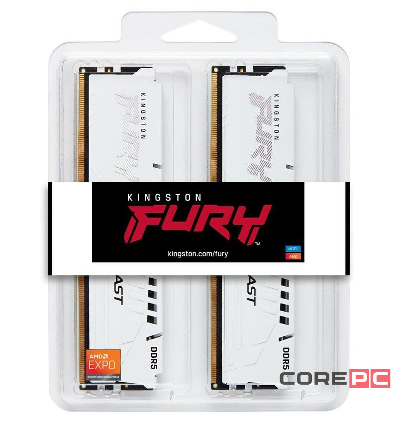 Оперативная память 32 Gb 6400 MHz Kingston FURY Beast White (KF564C32BWK2-32)