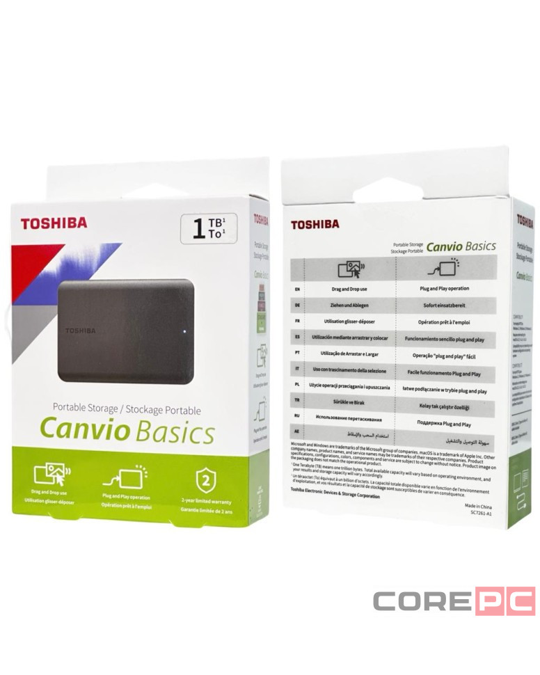Внешний HDD Toshiba Canvio Basics 1TB (HDTB410EK3AA) черный