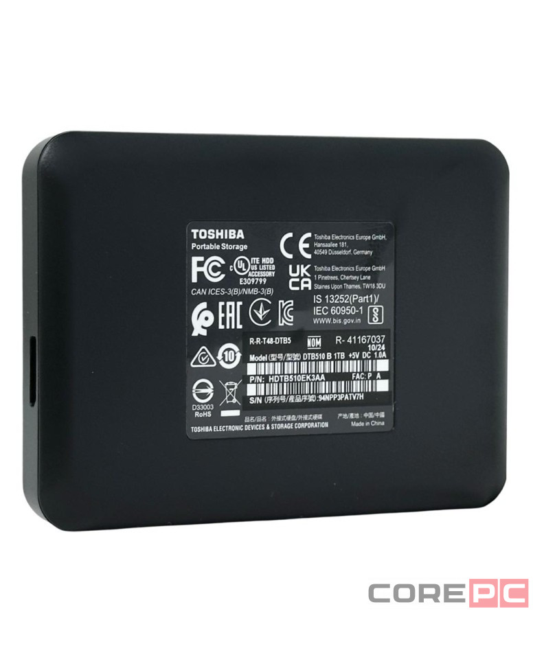 Внешний HDD Toshiba Canvio Basics 1TB (HDTB410EK3AA) черный