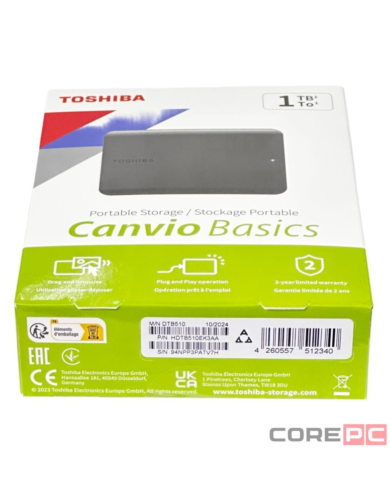 Внешний HDD Toshiba Canvio Basics 1TB (HDTB410EK3AA) черный