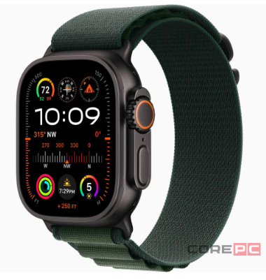 Apple Watch Ultra 2 (2024) 49mm Black Titanium Case with Dark Green Alpine Loop (L)