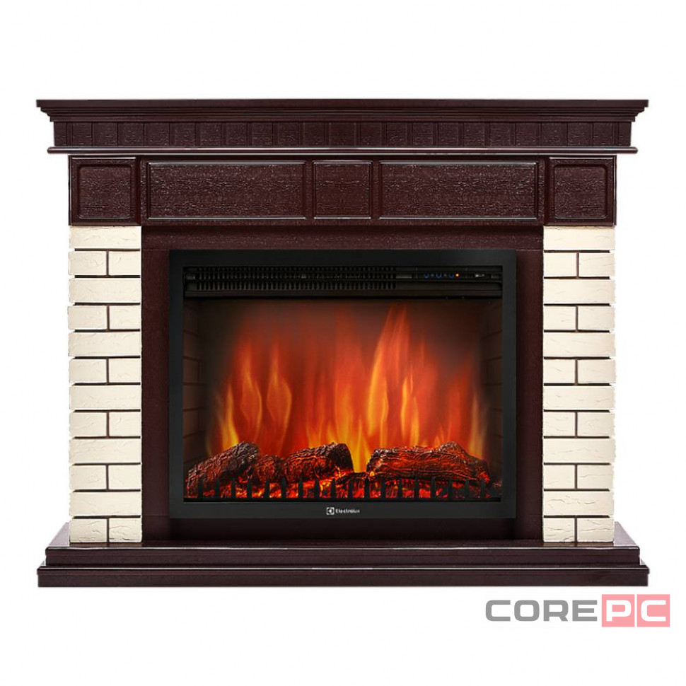 Портал Firelight Bricks 30 камень бежевый, шпон темный дуб