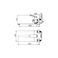 Смеситель для ванны и раковины Haiba HB22816-3, рычажное управление, цвет оружейная сталь