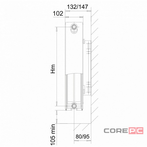 Радиатор стальной панельный LEMAX тип C22 бок/п 300х1000 (1441 Вт) с кронштейнами