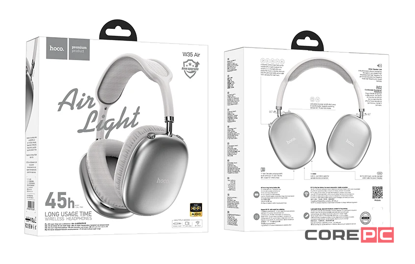 Стереонаушники Bluetooth полноразмерные Hoco W35 Air Light V5.3/40ч белый