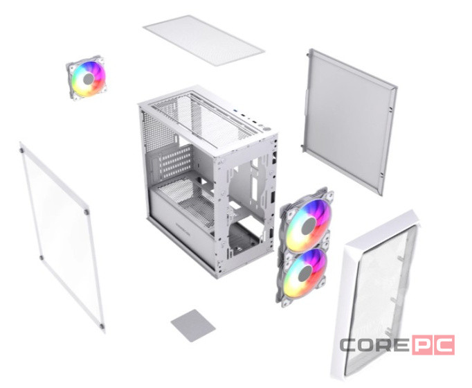 Компьютерный корпус Powercase Mistral Micro A3W TG ARGB V2 White (CMMAW-A3-V2)