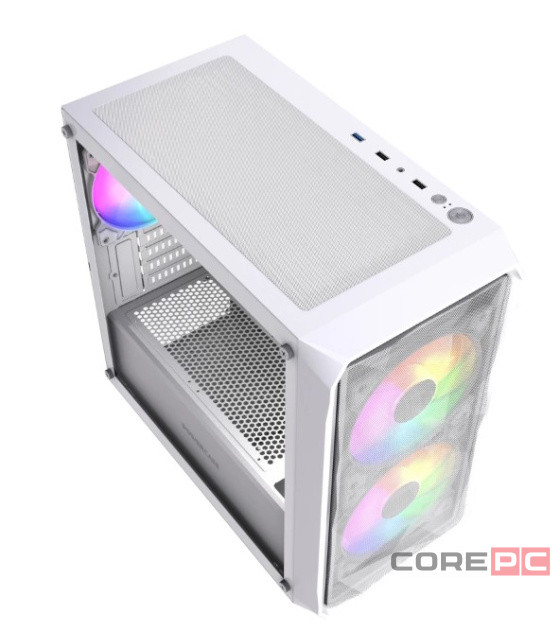 Компьютерный корпус Powercase Mistral Micro A3W TG ARGB V2 White (CMMAW-A3-V2)