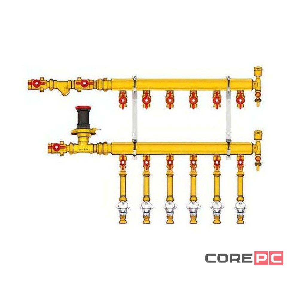 Узел коллекторный Giacomini отопления этажный, подкл. тип B3 (D2) 1quot;1/4 x 3/4quot; / 4, GE553Y554