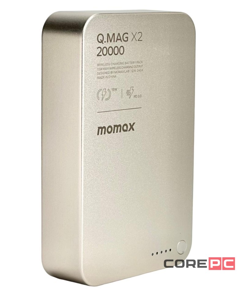 Powerbank магнитный с MagSafe Momax Q. Mag X2 20000mAh/индикатор заряда IP133CNE титан