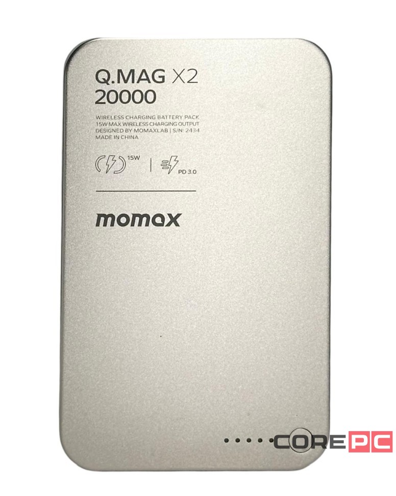 Powerbank магнитный с MagSafe Momax Q. Mag X2 20000mAh/индикатор заряда IP133CNE титан