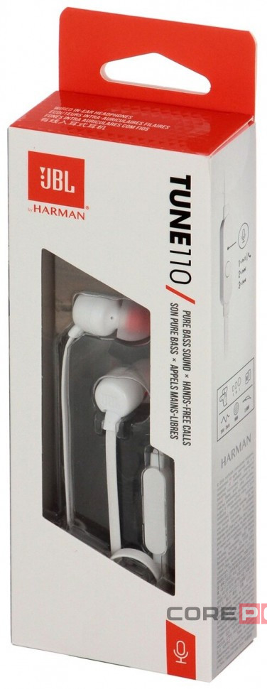 Наушники с микрофоном JBL T110 1.2м белые