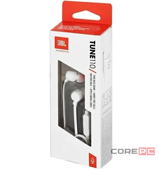 Наушники с микрофоном JBL T110 1.2м белые