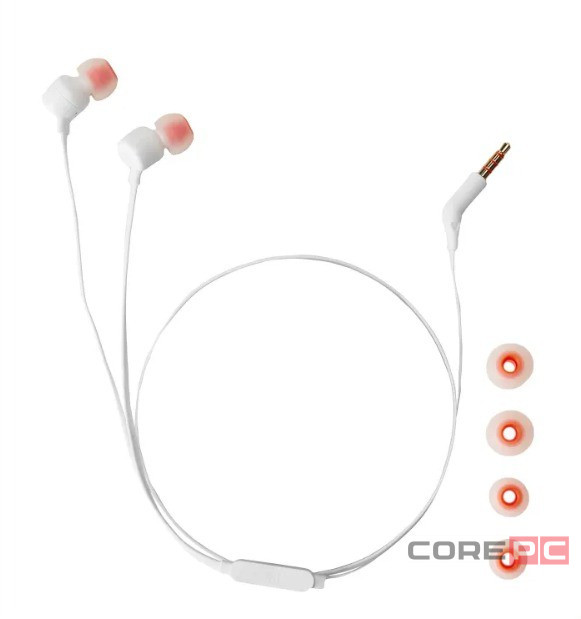 Наушники с микрофоном JBL T110 1.2м белые