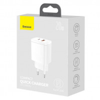 Сетевое зар. устр. Baseus Compact 20W EU 1USB/1C CCXJ-B02 белое